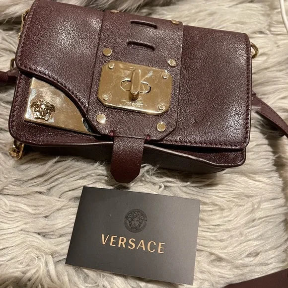 Versace Metallic Crossbody Inserts Leather Bag
